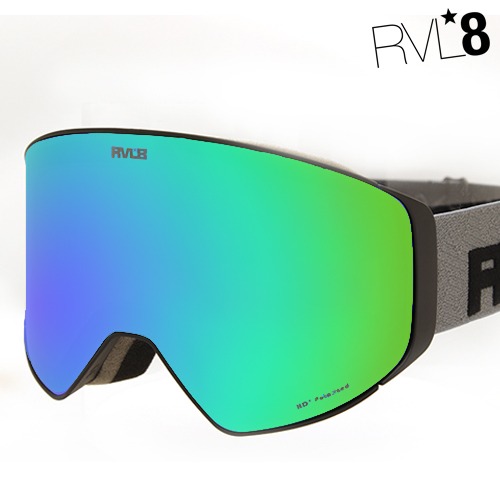RVL8 리플렉터 마그넷 3D 스키 보드 고글  폴라라이즈드(편광)HD+ 에메랄드블루 스페어렌즈 무료